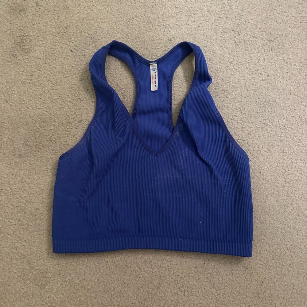 Dark Blue Free People Movement Cropped V neck Tank, size large